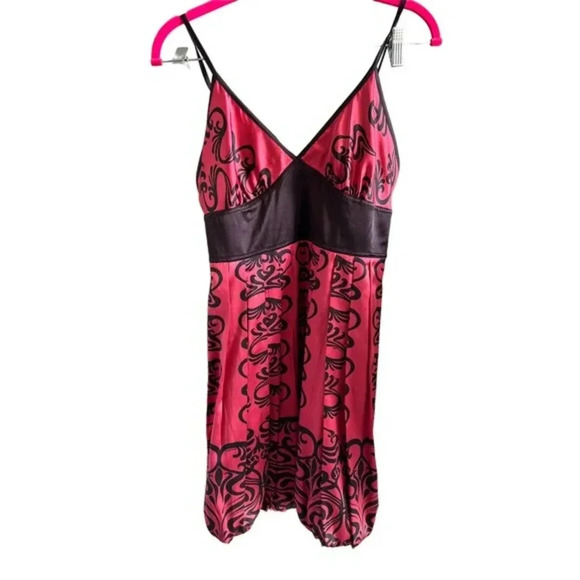 Bebe Womens Satin Printed V-Neck Slip Dress Pink‎ Small - Picture 1 of 3
